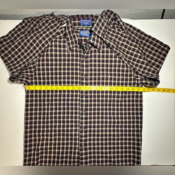 Sir Pendleton Shirt Mens Medium Brown Plaid Pure Virgin Wool Flannel Button Down - Picture 3 of 13